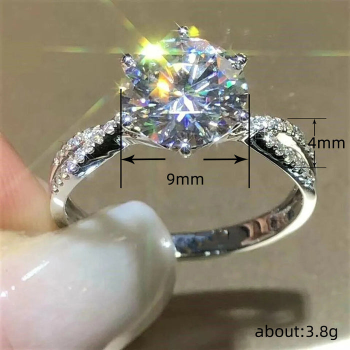 Six-claw micro-inlaid female ring simulation wedding ring wedding jewelry