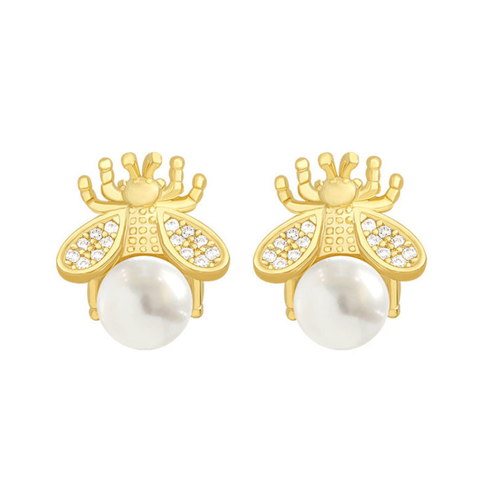 Bee imitation pearl earrings spring women's new style