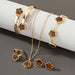 Wholesale 5-piece set of five-petal flower necklace, bracelet, bangle, earrings, and ring - wallojewerly 