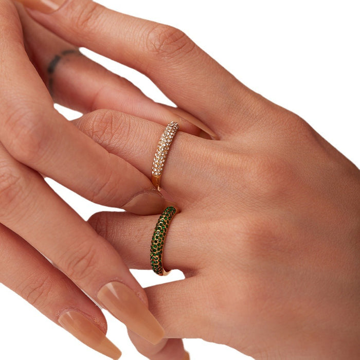 Minimalist 18K Gold Plated Stainless Steel Ring with Geometric Patterns