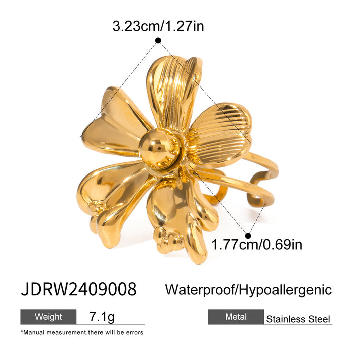 Stainless steel zircon pearl ring