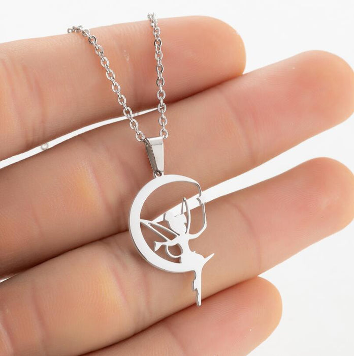 Butterfly fairy clavicle necklace, simple and cute fairy pendant sweet moon star necklace