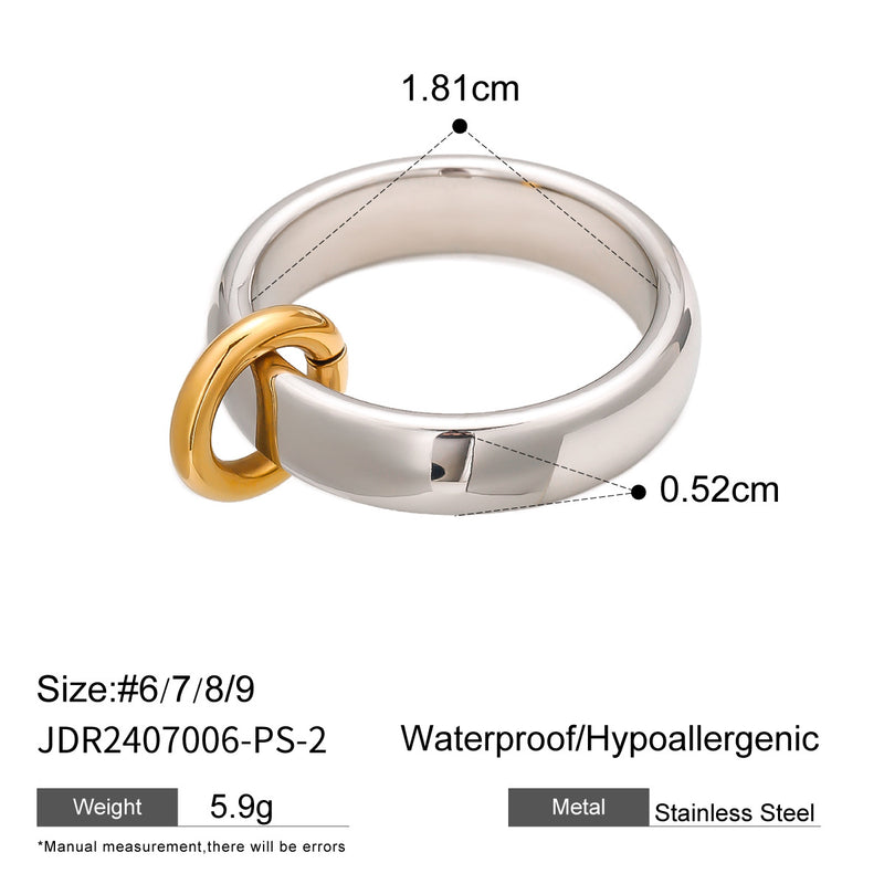 Stainless steel color-block ring