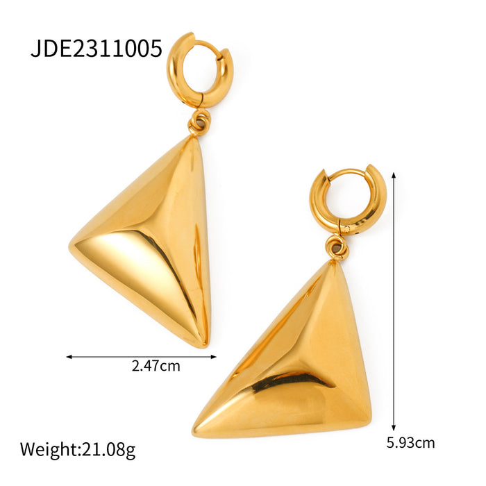 18K Gold Plated Stainless Steel Triangle Pendant Earrings - Trendy Design for 2023