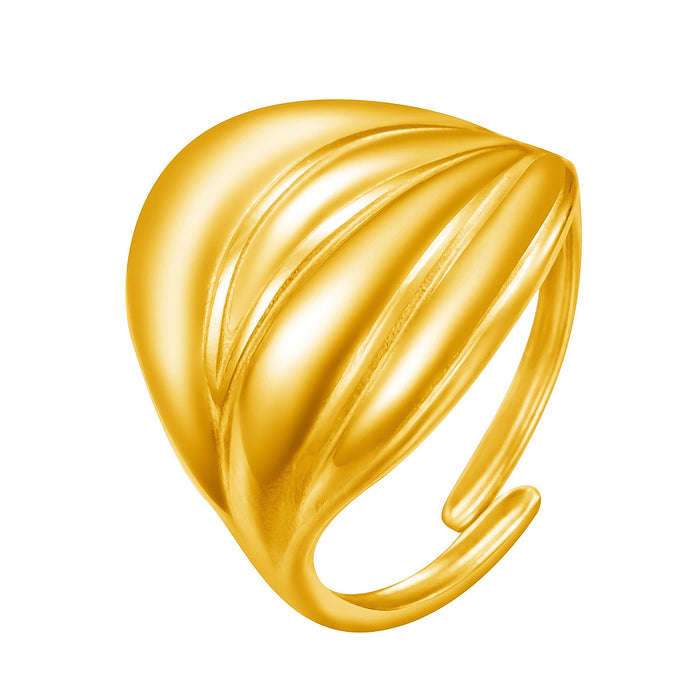 Wholesale 18K gold irregular pleated wide-faced ring