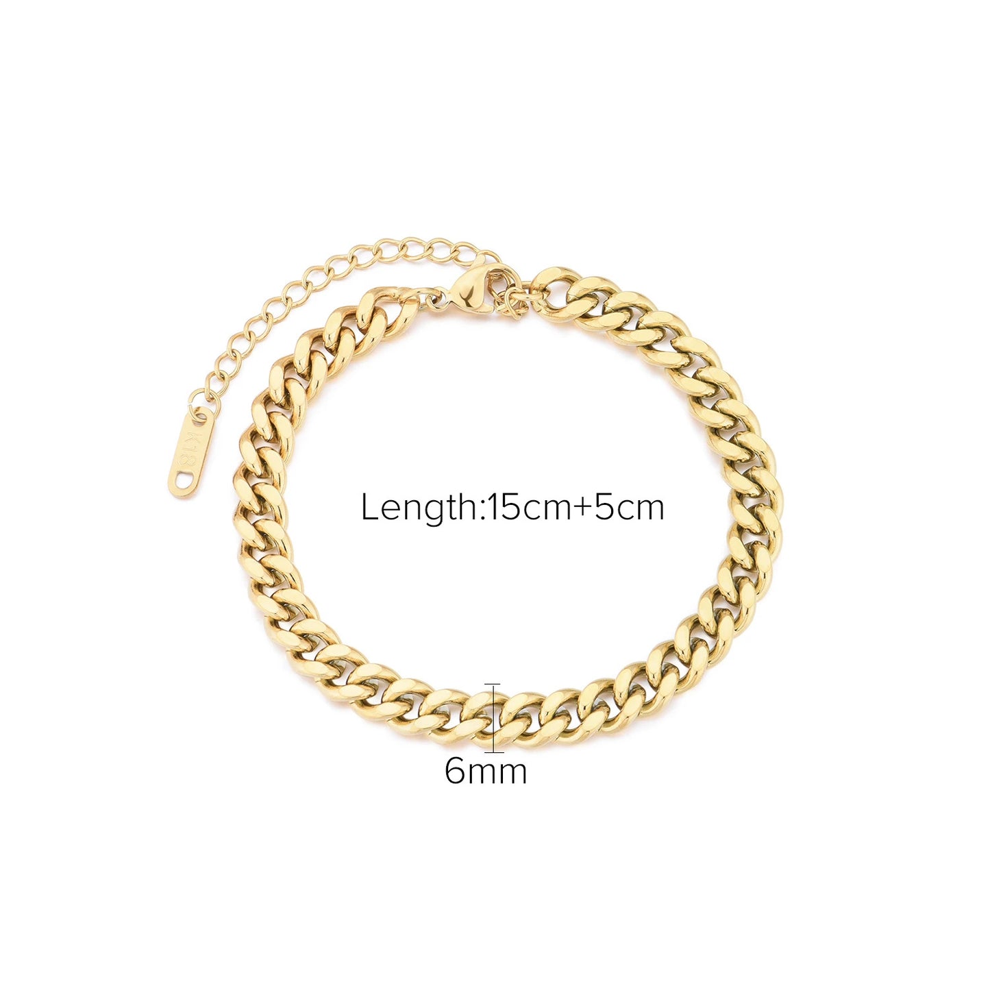 Stainless Steel Cuban Link Bracelet - High-End Tarnish-Resistant Titanium Steel Jewelry for Women