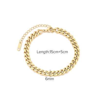 Stainless Steel Cuban Link Bracelet - High-End Tarnish-Resistant Titanium Steel Jewelry for Women