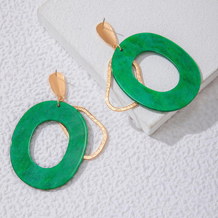 Green temperament versatile earrings acrylic earrings