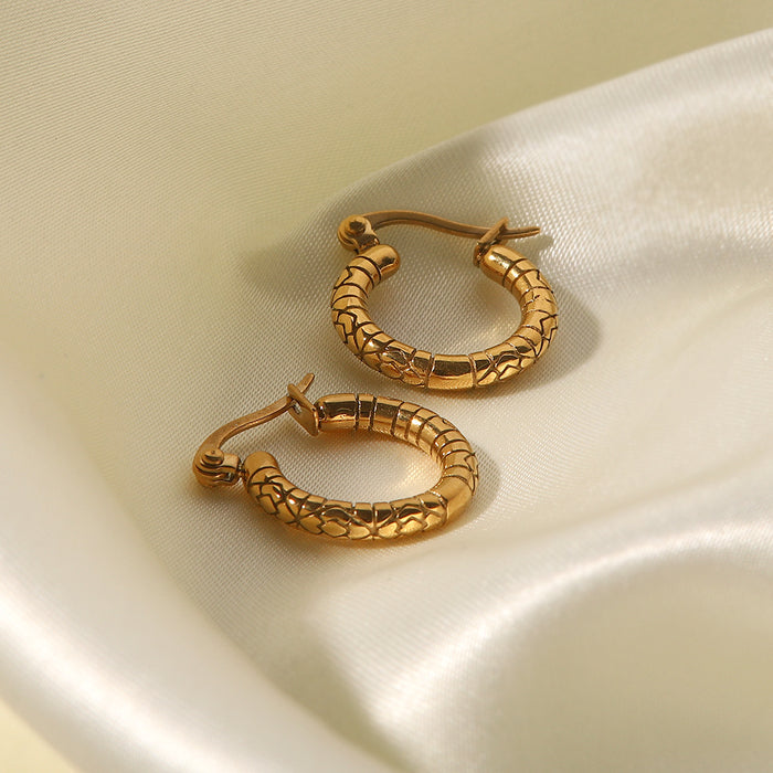 Pendientes de aro pequeños vintage de tendencia: pendientes redondos de acero inoxidable antialérgicos de acero de titanio para mujer