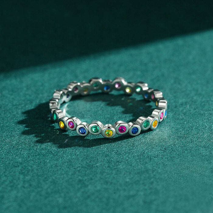 Colored zircon platinum-plated ring Korean fashion ring bracelet