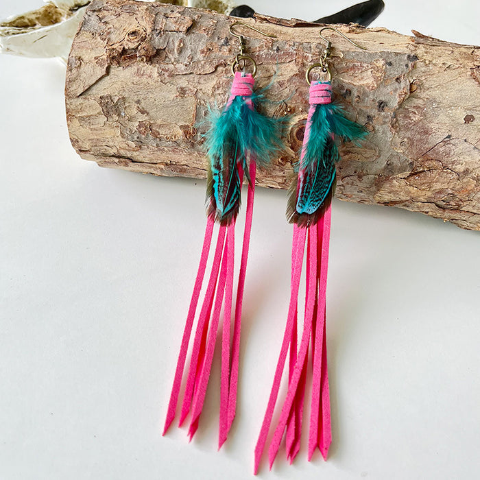 Exaggerated Long Tassel Bohemian Earrings with Western Vintage Style