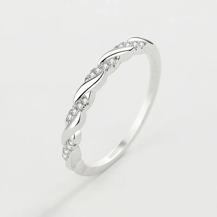 Mobius ring couple ring simple twisted zircon design