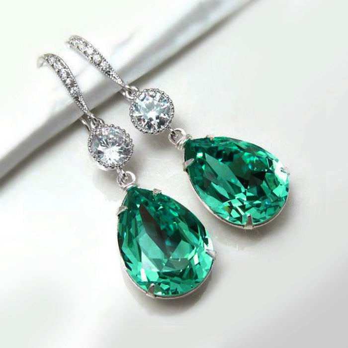 Autumn Blue Topaz Crystal Drop Earrings