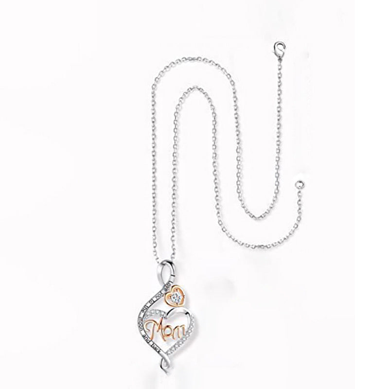 Heart-shaped mom double love necklace Mother's Day exclusive necklace