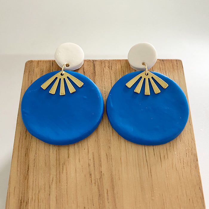 Handmade Multi-Color Geometric Clay Earrings - Trendy Spring/Summer Fashion