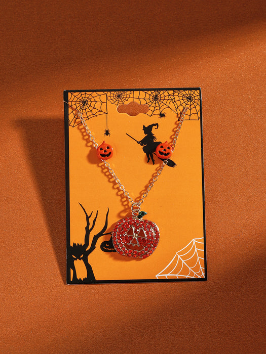 Wholesale Halloween Cartoon Stud Earrings Set - Spooky Pumpkin, Ghost & Bat Alloy Earring Multipack for Women
