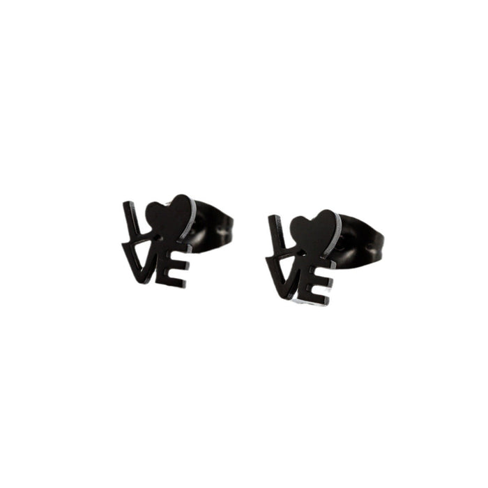 LOVE Heart and Star Stainless Steel Stud Earrings - Cute and Stylish Animal Jewelry