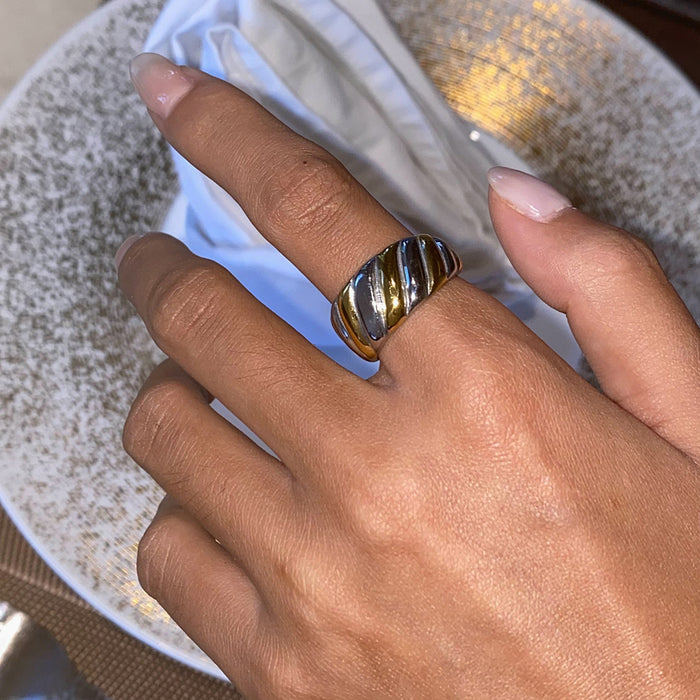 Stainless steel contrast color open ring