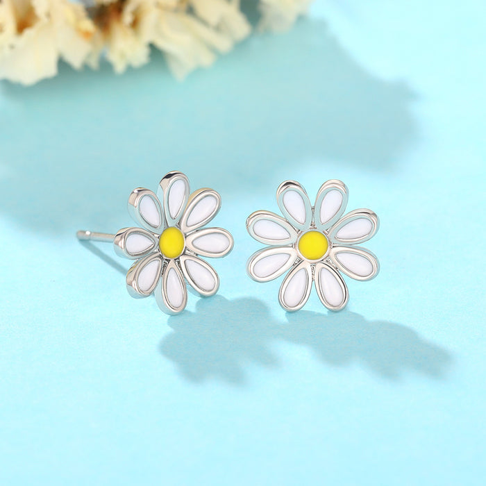 Daisy flower earrings summer personality sunflower ear bone studs