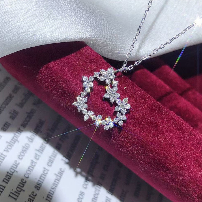 Collar de diamantes y circonitas con incrustaciones de flores en forma de corazón de súper hada, joyería nupcial para boda