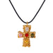 18K Gold-Plated Wax Cord Necklace - Hammered Cross with Colorful Zircon Inlay, Popular Design - wallojewerly 