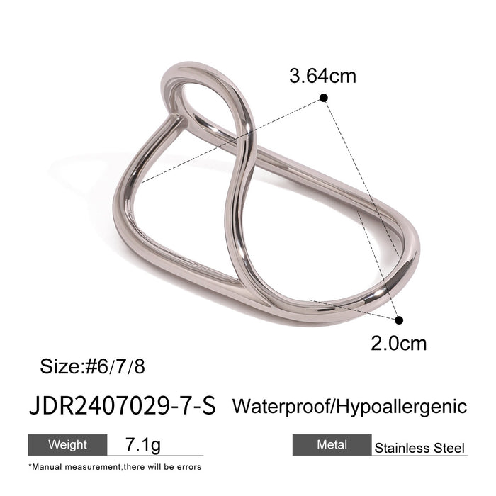 Stainless steel two-finger ring irregular design