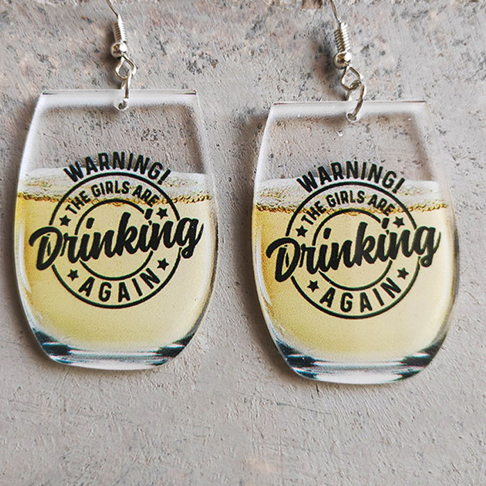 Drink Earrings with Letter, Bee, Whiskey, and Beer Designs