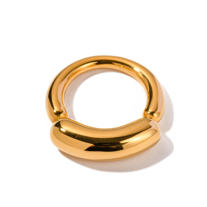 18K Gold Plated Stainless Steel Minimalist Open Ring - Women's Fashion Jewelry