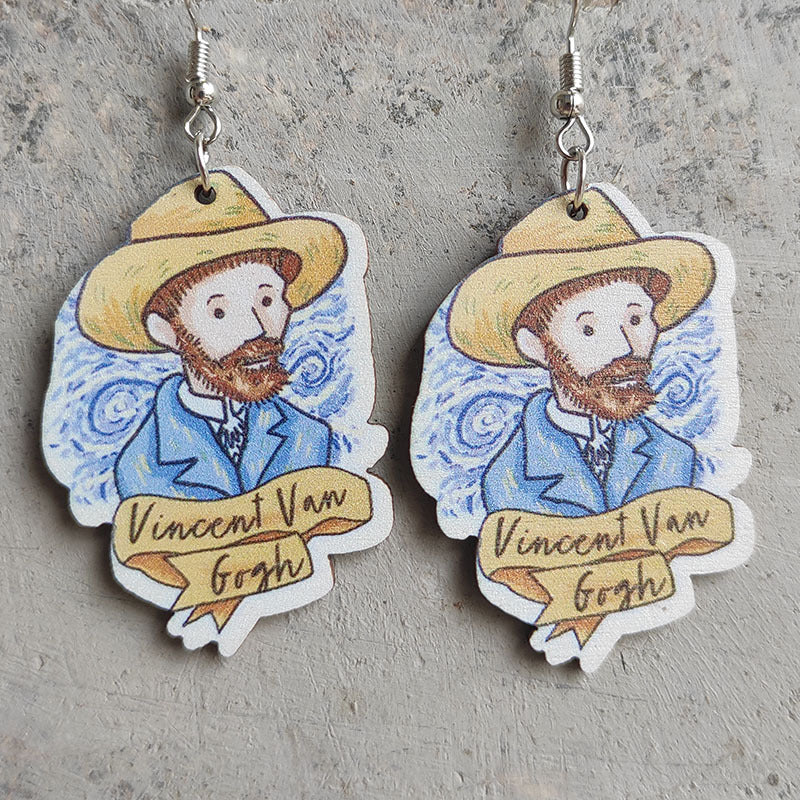 Wooden scientist earrings