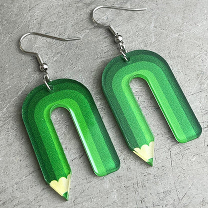 Colorful Pencil Earrings with Art Teacher and School Gift Design