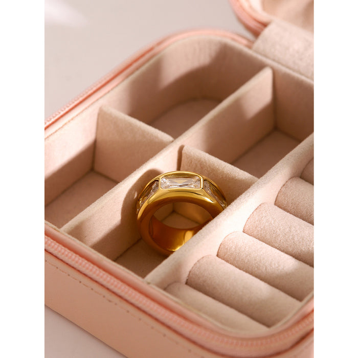 Textured 18K Gold Plated Stainless Steel Ring - Modern and Fashionable