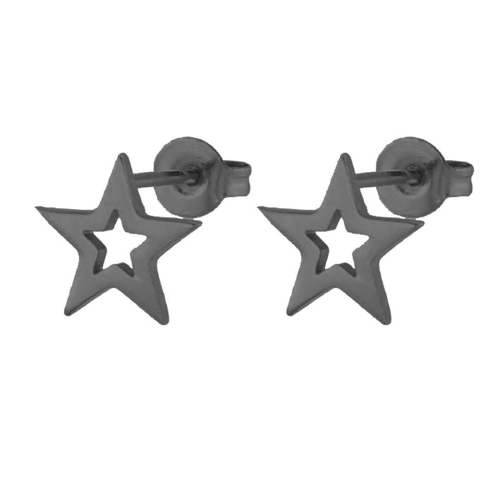 Black star and moon earrings, cross-border new stainless steel simple star and moon earrings personalized accessories wholesale