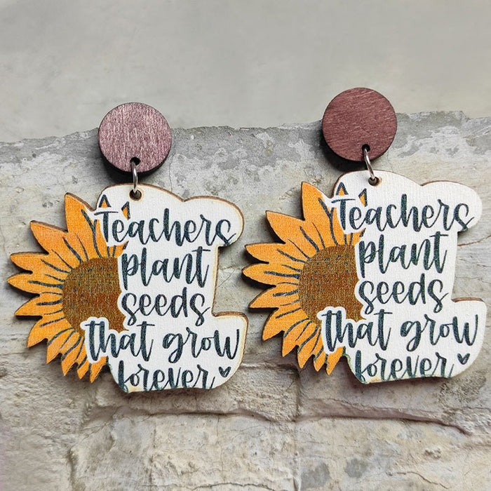 Teacher Earrings with Pencil, Apple, Sunflower, and Thank You Gifts