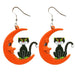 Halloween black cat acrylic earrings - wallojewerly 