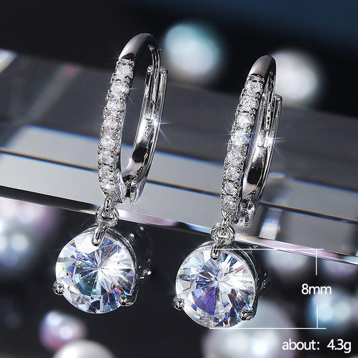 Zircon inlaid round earrings short women's earrings