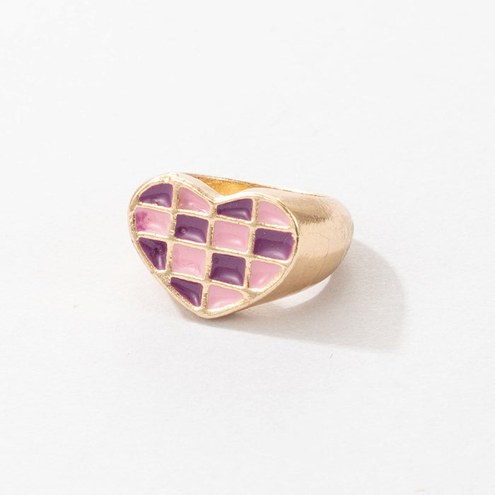 Colorful Oil Drop Square Single Ring