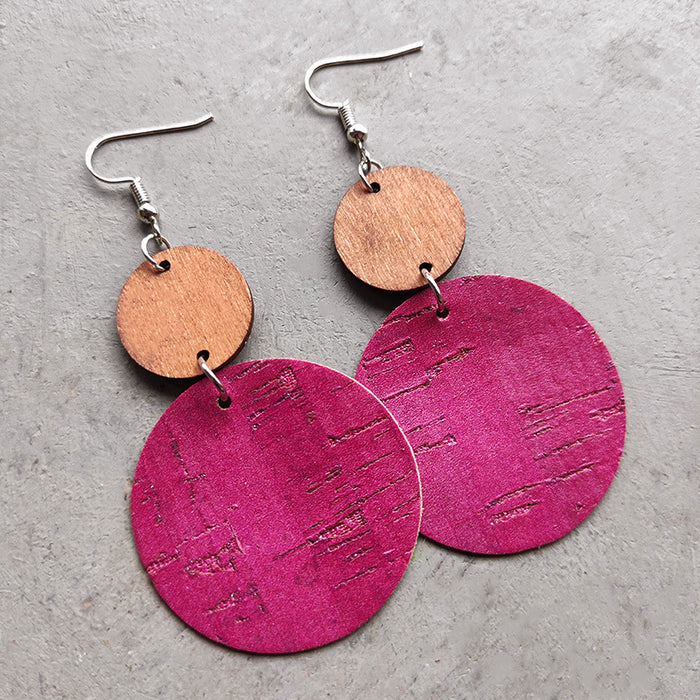 Wooden colorful round earrings