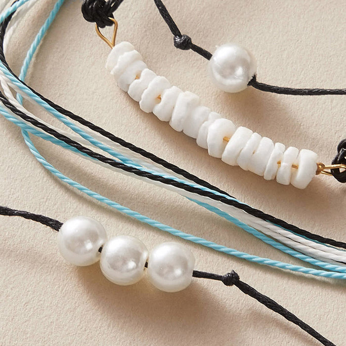 Bohemian Shell Pearl Bracelet Set - Four-Piece Beaded Collection