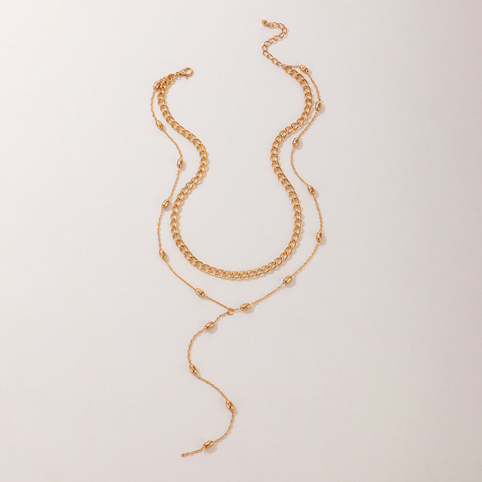 Simple Alloy Chain Multi-Layer Necklace Set - Geometric Two Layers