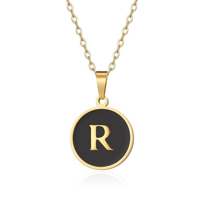 European and American letter pendant necklace, oil-painted gold clavicle chain