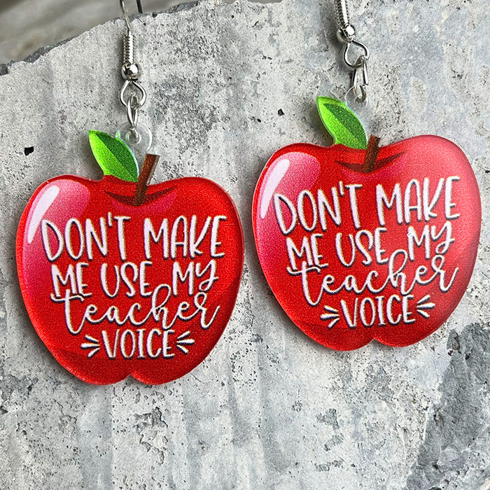 Teachers gift school student start of school apple book pencil acrylic earrings - wallojewerly 