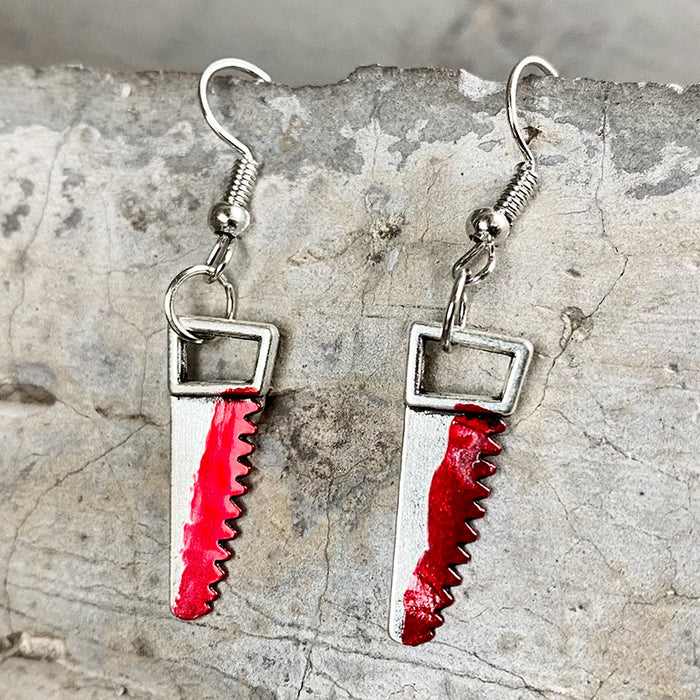 Halloween Bloody Axe, Saw, and Knife Earrings with Party Design