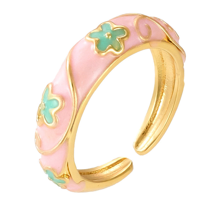 Wholesale copper colored flower drip rings