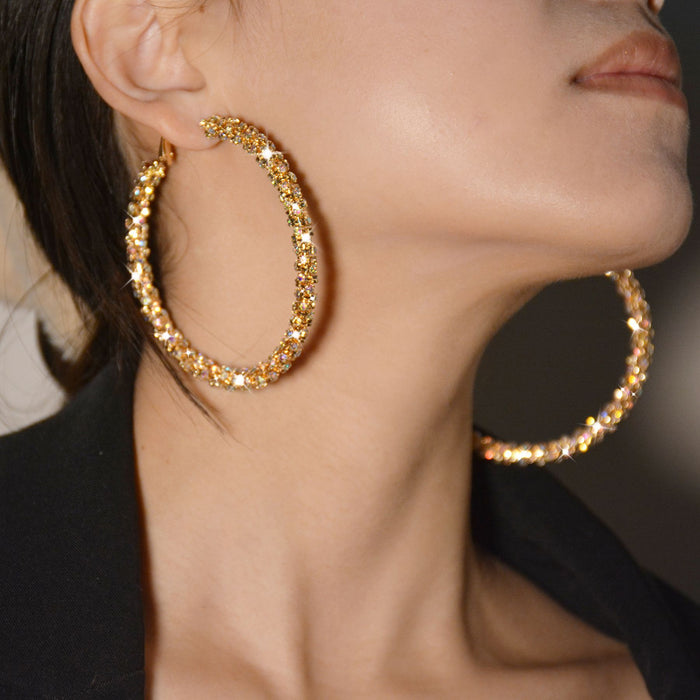 Classic Rhinestone Hoop Earrings - High-Quality Simple Jewelry for Women