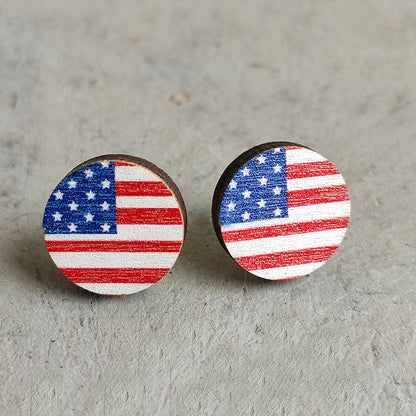 Wooden patriotic Independence Day earrings