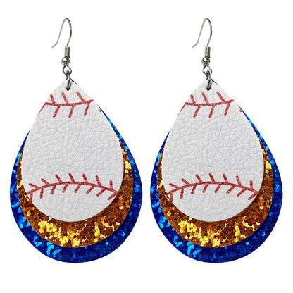 Sports Team Color Earrings with Cheerleading, Football, Baseball, and Softball Design