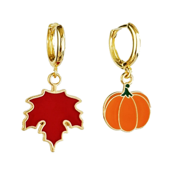 Halloween Ghost and Bat Earrings with Thanksgiving Pumpkin and Maple Leaf Designs