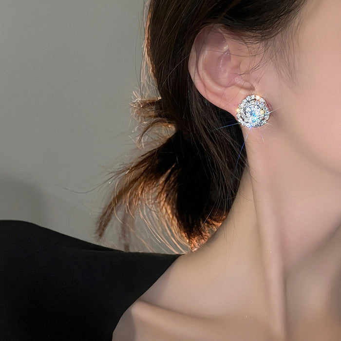 Pendientes llenos de diamantes para mujer, pendientes únicos, pendientes de temperamento de lujo ligeros