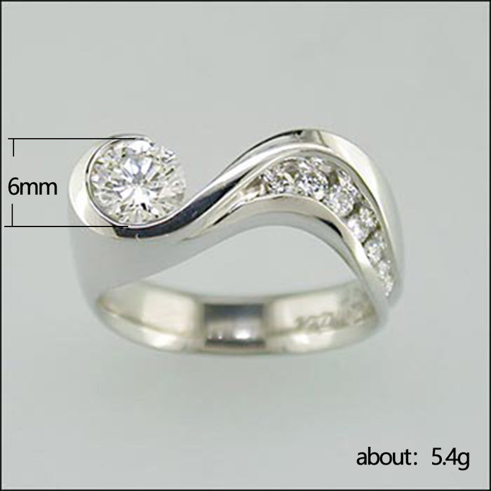 Platinum wave ring wave diamond zircon ring