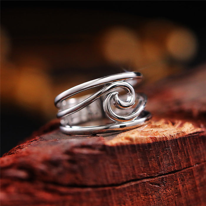 Simple geometric wave ring personality smooth index finger ring